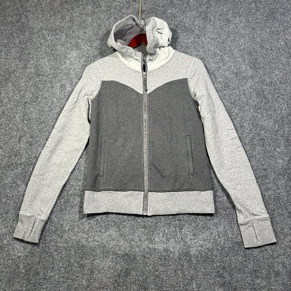 Lululemon Bliss Break Hoodie Womens Small Gray Knit Full Zip Thumb Holes Vented